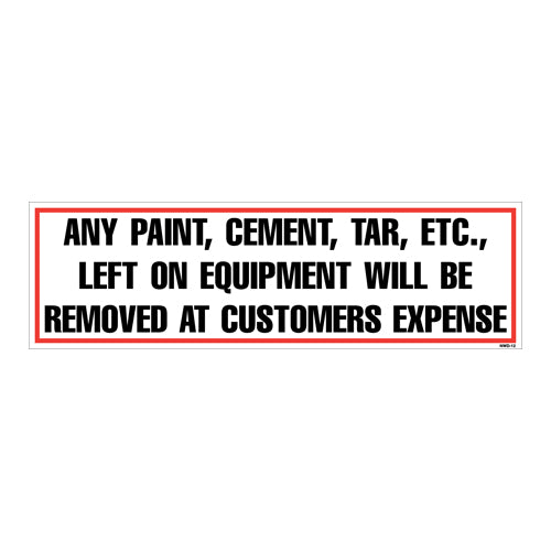Equipment Rental Decal 3" X 10" [NWD-12] 25 count